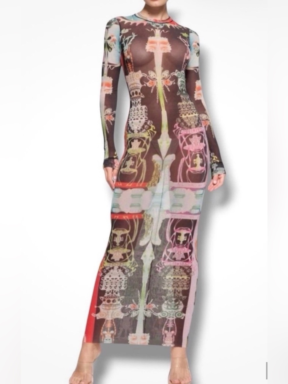 SKIMS SIZE XS SOLD OUT 
Skims Summer Mesh Long Sleeve Dress In Orchid Cabinet